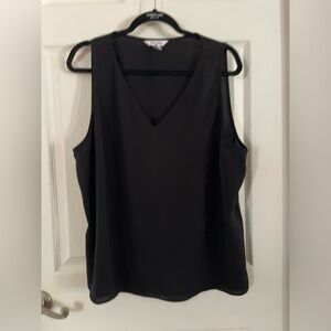 Nine West Classic Sleeveless V Neck Black Shell Tank Top